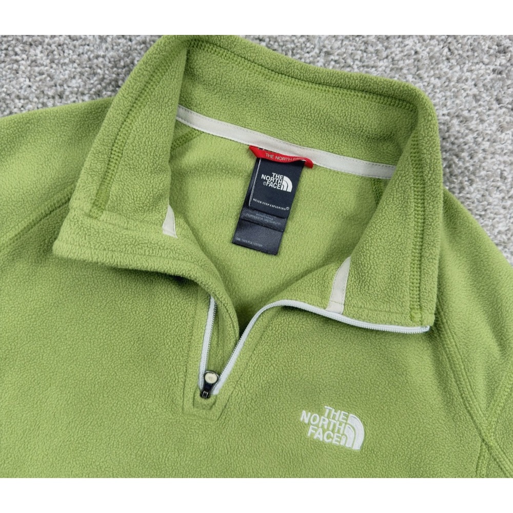The North Face Womens S Polartec Classic Fleece 1/4 Zip Pullover Green TNF